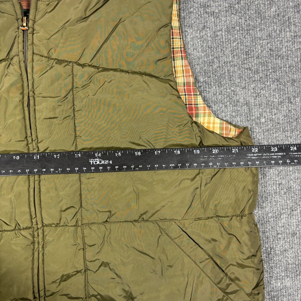 Ralph Lauren Womens Puffer Vest Sz L Olive Green Plaid Lining Full Zip Fly Fish - Picture 10 of 11